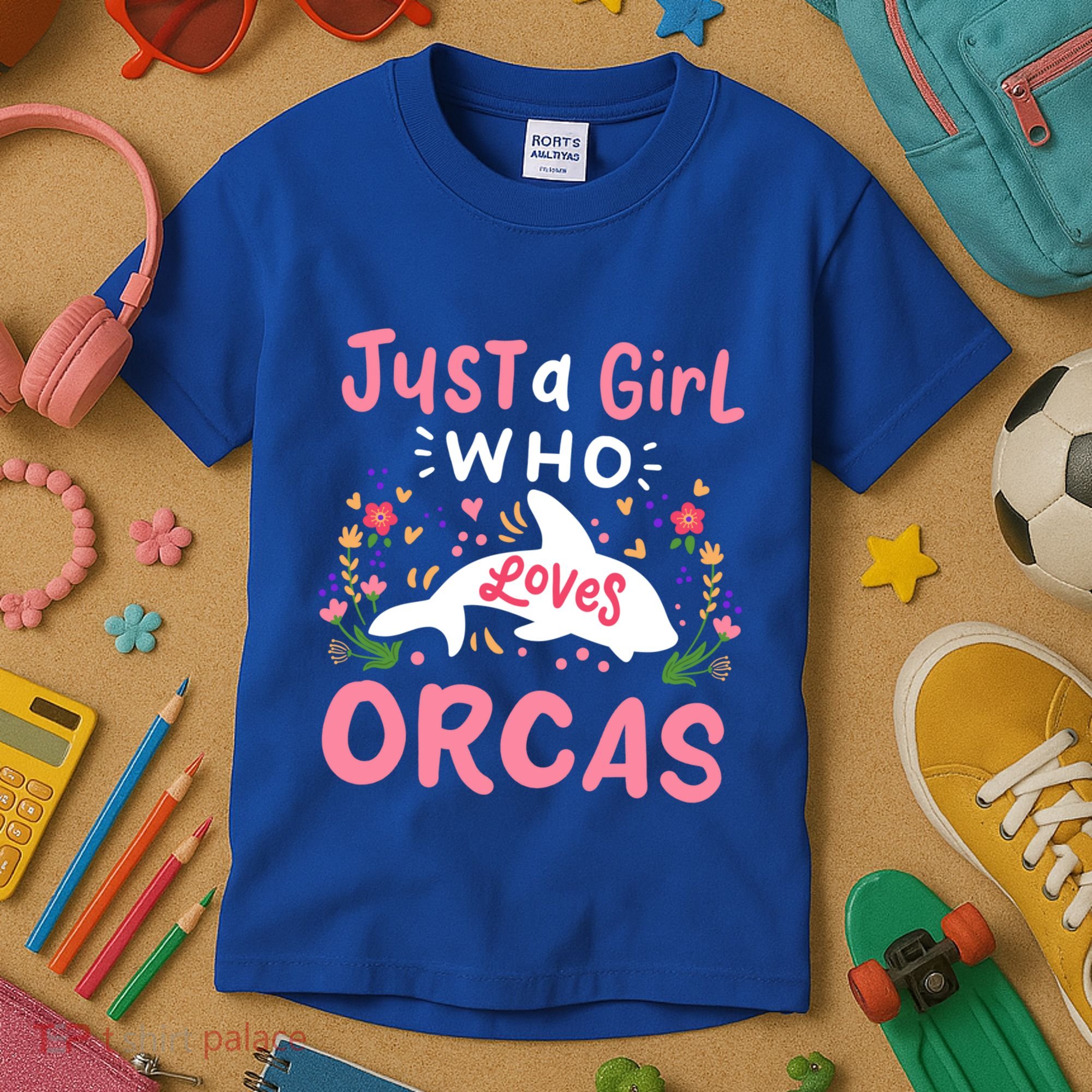Orca Whale Just A Who Loves Orcas Gift Kids T-Shirt