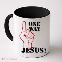 One Way Jesus People Christian Revolution Finger Up Retro Coffee Mug thumb 0