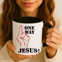 One Way Jesus People Christian Revolution Finger Up Retro Coffee Mug thumb 3