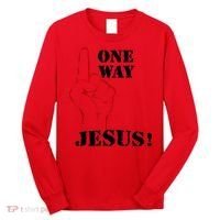 One Way Jesus People Christian Revolution Finger Up Retro Long Sleeve Shirt thumb 0