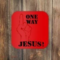 One Way Jesus People Christian Revolution Finger Up Retro Coaster thumb 0