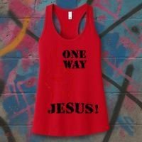 One Way Jesus People Christian Revolution Finger Up Retro Women's Tank Top thumb 3