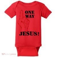 One Way Jesus People Christian Revolution Finger Up Retro Baby Bodysuit thumb 0