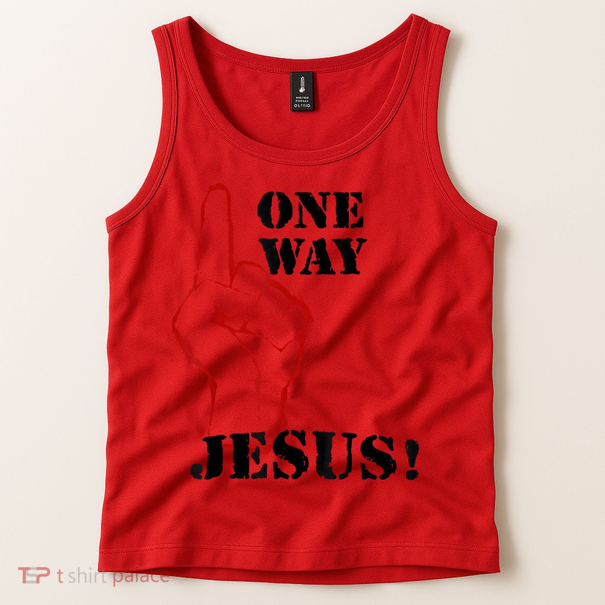 One Way Jesus People Christian Revolution Finger Up Retro Tank Top