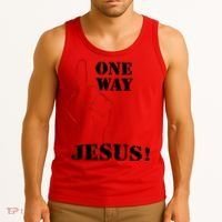 One Way Jesus People Christian Revolution Finger Up Retro Tank Top thumb 3