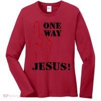 One Way Jesus People Christian Revolution Finger Up Retro Women's Long Sleeve Shirt thumb 0