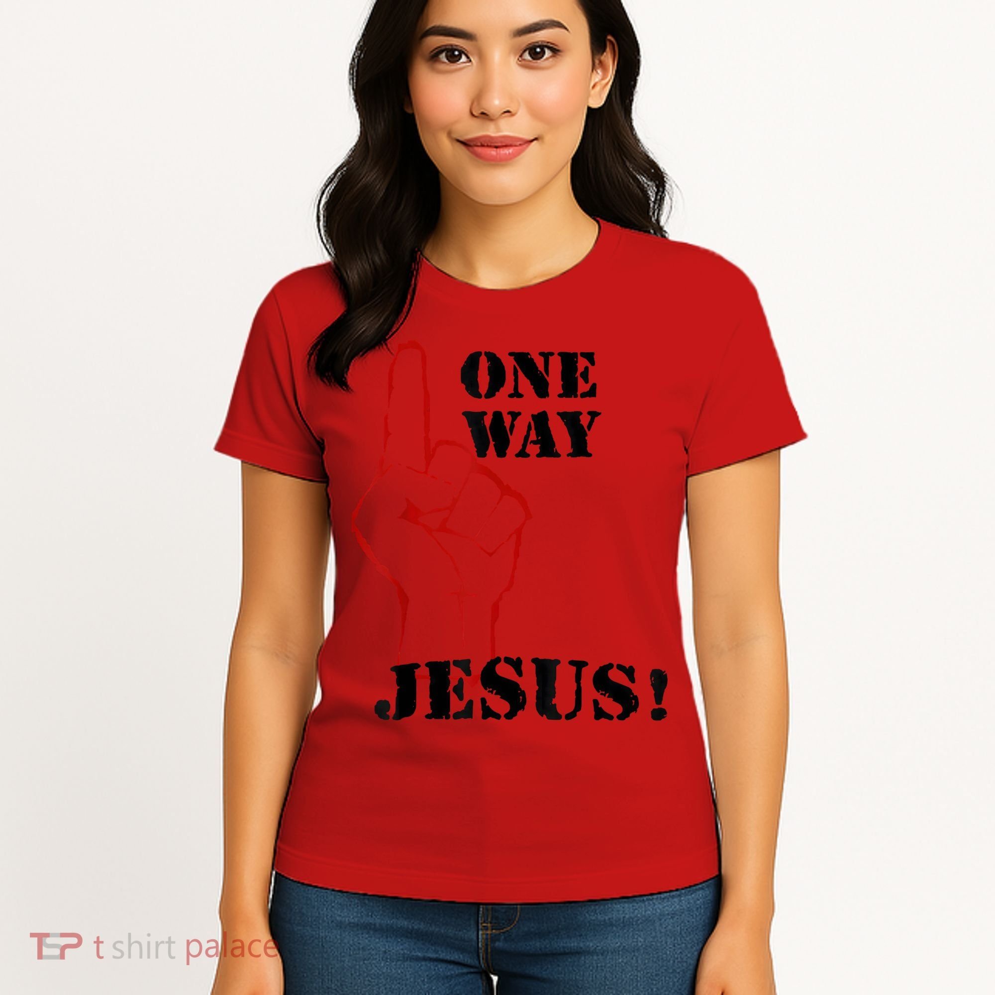 One Way Jesus People Christian Revolution Finger Up Retro Women's T-Shirt