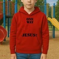 One Way Jesus People Christian Revolution Finger Up Retro Kids Hoodie thumb 2