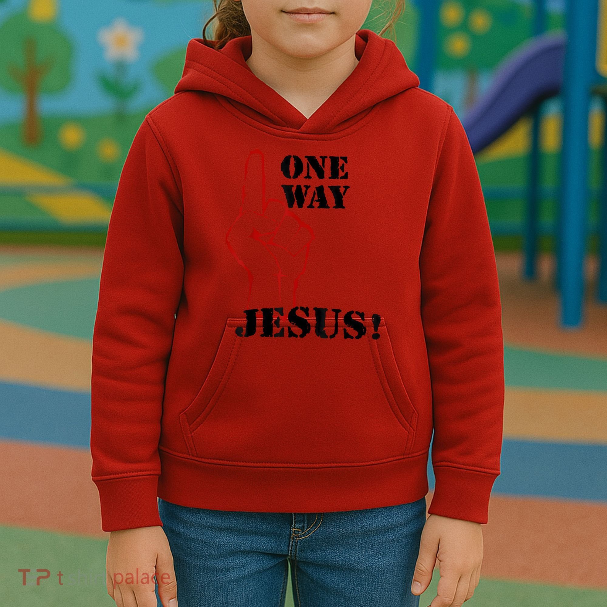 One Way Jesus People Christian Revolution Finger Up Retro Kids Hoodie
