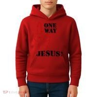 One Way Jesus People Christian Revolution Finger Up Retro Kids Hoodie thumb 4