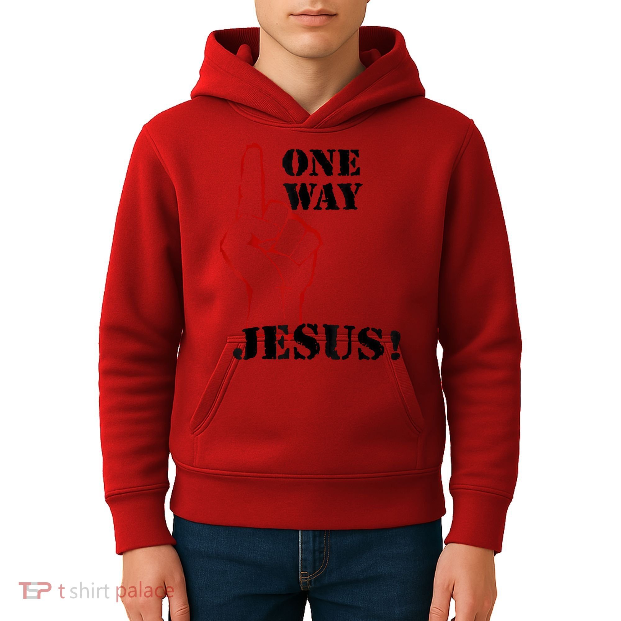 One Way Jesus People Christian Revolution Finger Up Retro Kids Hoodie