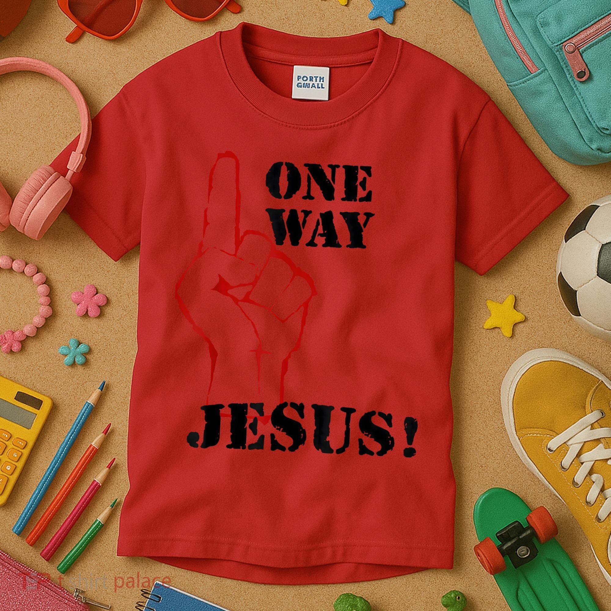 One Way Jesus People Christian Revolution Finger Up Retro Kids T-Shirt
