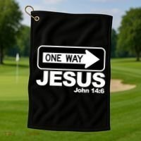 One Way John 146 Jesus Golf Towel thumb 1