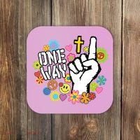 One Way Jesus People Christian Revolution Finger Up Retro Coaster thumb 0