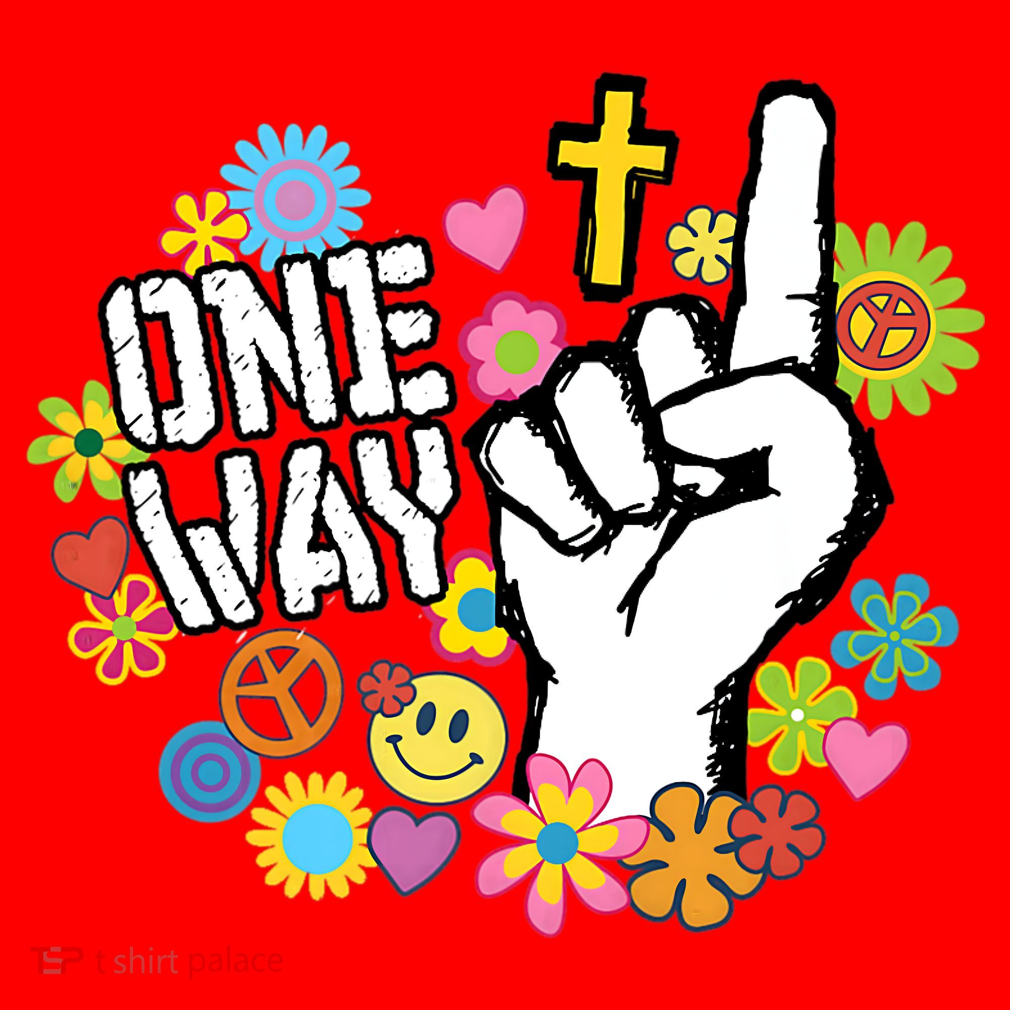 One Way Jesus People Christian Revolution Finger Up Retro Santa Hat