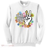 One Way Jesus People Christian Revolution Finger Up Retro Sweatshirt thumb 0