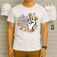 One Way Jesus People Christian Revolution Finger Up Retro T-Shirt thumb 6