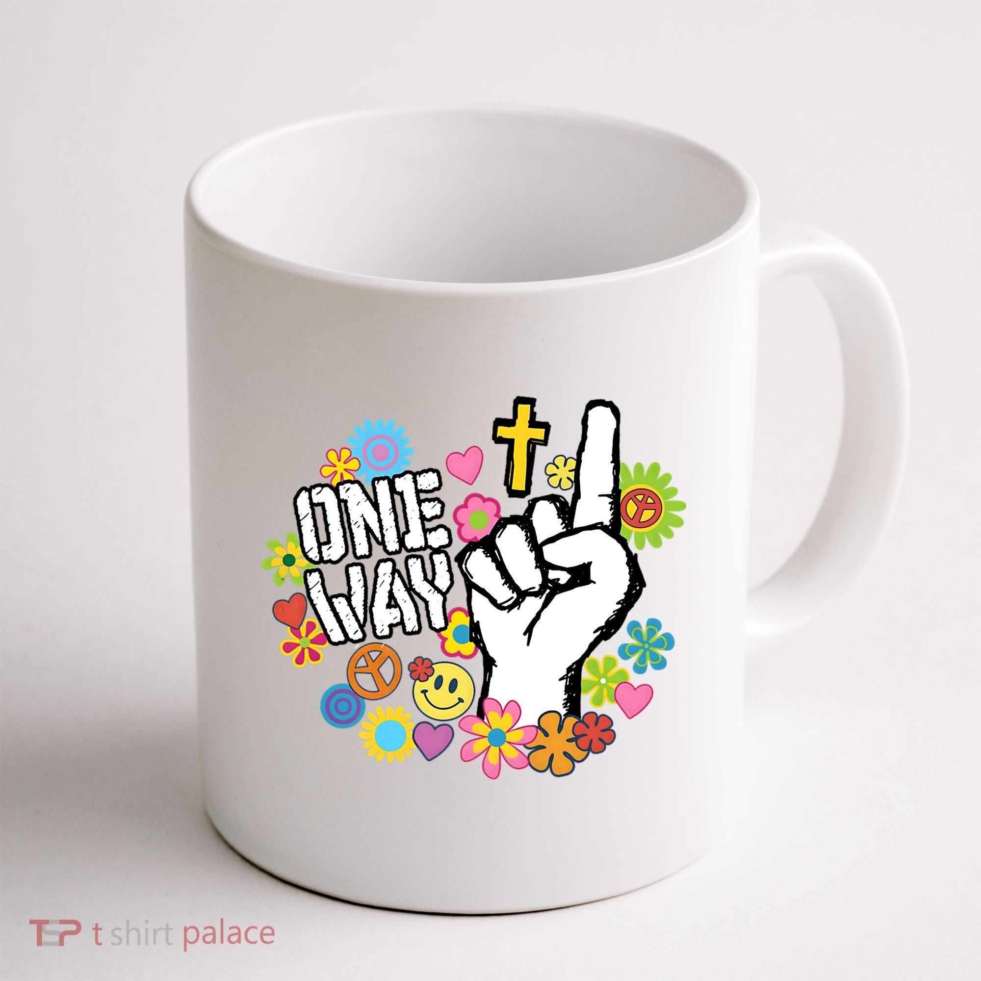 One Way Jesus People Christian Revolution Finger Up Retro Coffee Mug
