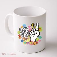 One Way Jesus People Christian Revolution Finger Up Retro Coffee Mug thumb 0