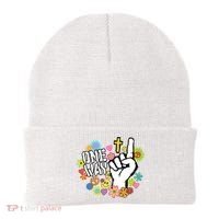 One Way Jesus People Christian Revolution Finger Up Retro Beanie thumb 0