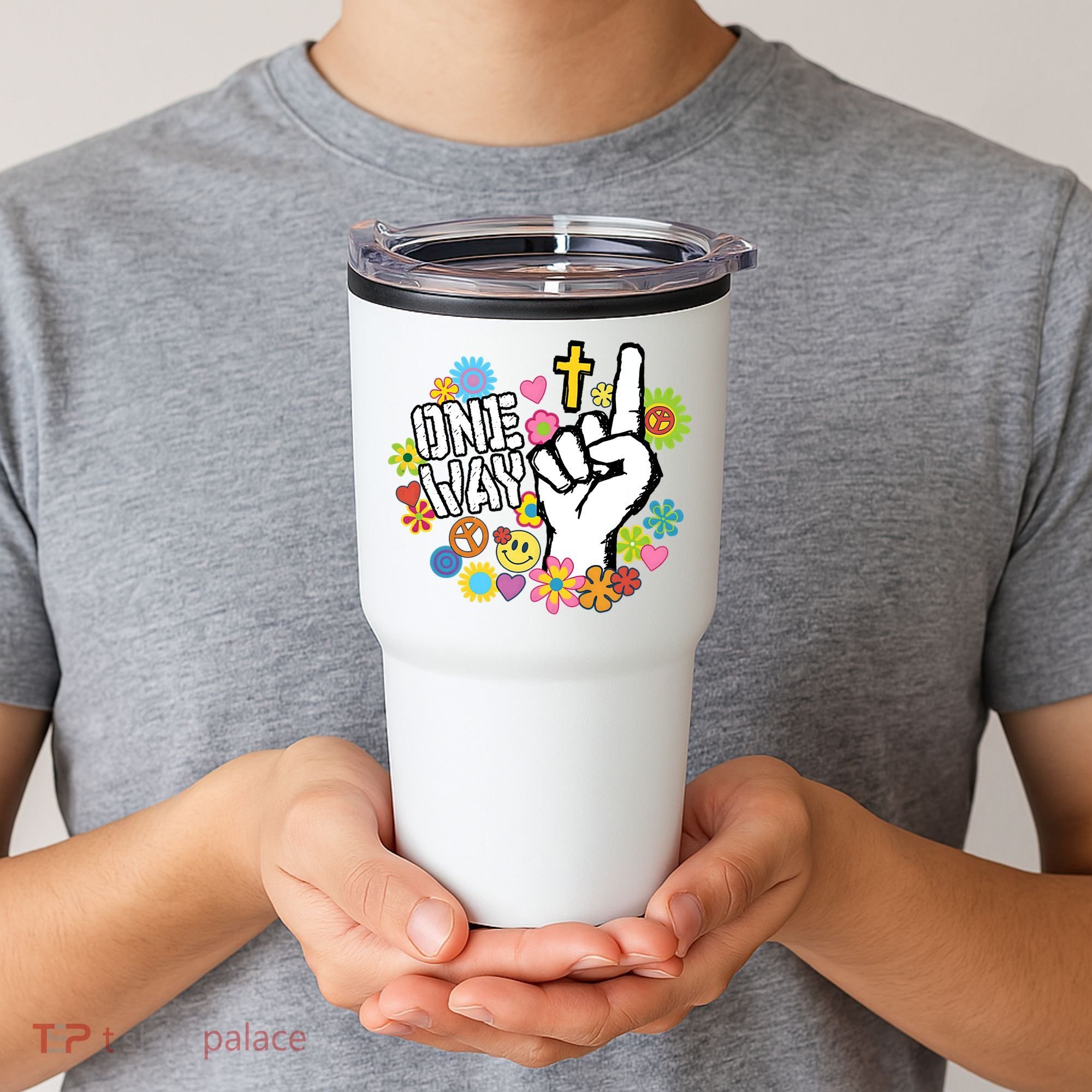 One Way Jesus People Christian Revolution Finger Up Retro Tumbler