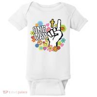 One Way Jesus People Christian Revolution Finger Up Retro Baby Bodysuit thumb 0