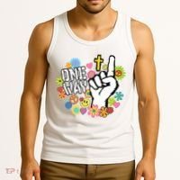 One Way Jesus People Christian Revolution Finger Up Retro Tank Top thumb 3