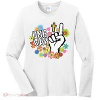 One Way Jesus People Christian Revolution Finger Up Retro Women's Long Sleeve Shirt thumb 0