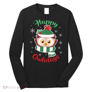 Owl Christmas Happy Owlidays Long Sleeve Shirt