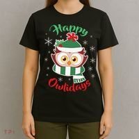 Owl Christmas Happy Owlidays T-Shirt thumb 4