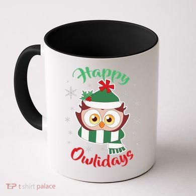 Owl Christmas Happy Owlidays Coffee Mug