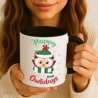 Owl Christmas Happy Owlidays Coffee Mug thumb 3