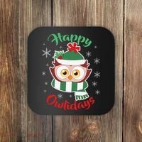 Owl Christmas Happy Owlidays Coaster thumb 0