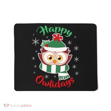 Owl Christmas Happy Owlidays Mousepad
