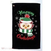 Owl Christmas Happy Owlidays Golf Towel thumb 0