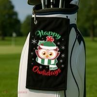 Owl Christmas Happy Owlidays Golf Towel thumb 2
