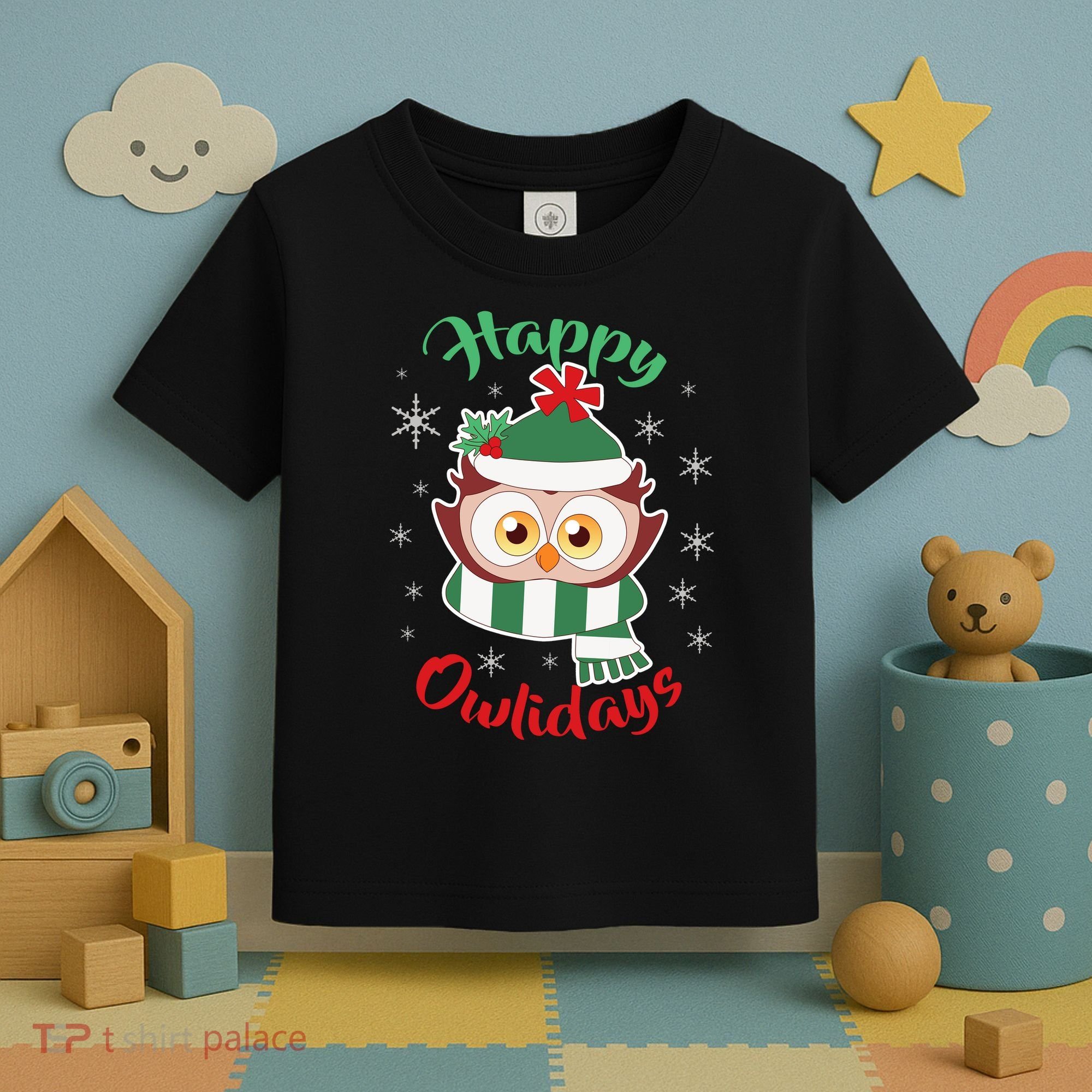 Owl Christmas Happy Owlidays Toddler T-Shirt