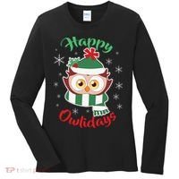 Owl Christmas Happy Owlidays Women's Long Sleeve Shirt thumb 0