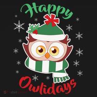 Owl Christmas Happy Owlidays Women's Long Sleeve Shirt thumb 2