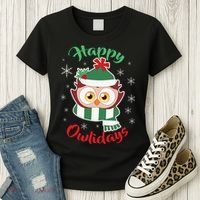 Owl Christmas Happy Owlidays Women's T-Shirt thumb 3
