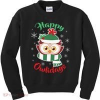 Owl Christmas Happy Owlidays Kids Sweatshirt thumb 0