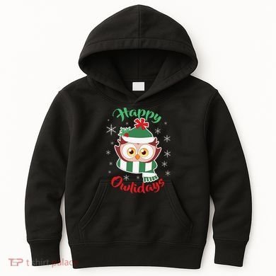 Owl Christmas Happy Owlidays Kids Hoodie