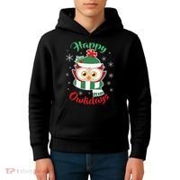 Owl Christmas Happy Owlidays Kids Hoodie thumb 4