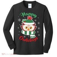 Owl Christmas Happy Owlidays Kids Long Sleeve Shirt thumb 0