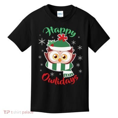 Owl Christmas Happy Owlidays Kids T-Shirt
