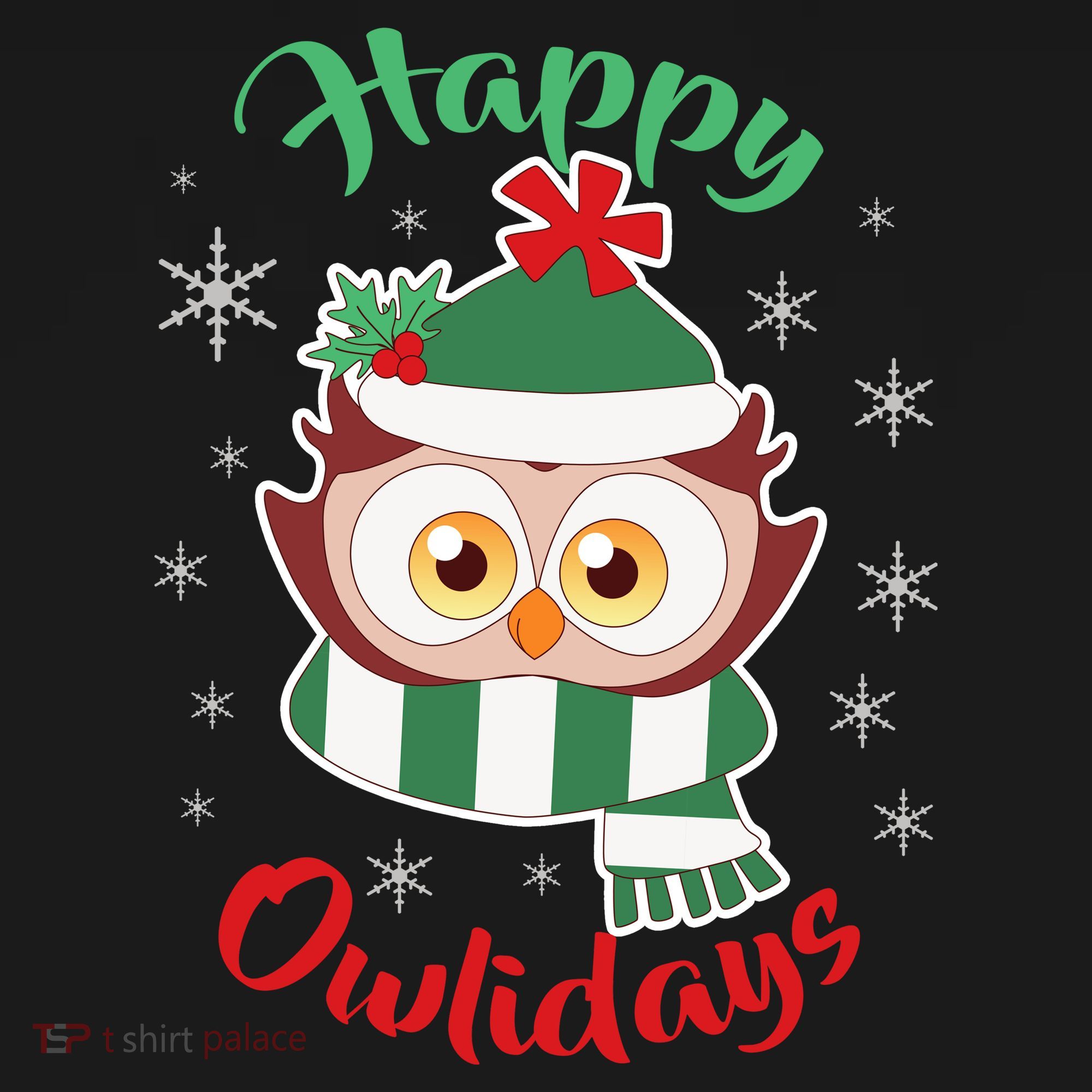 Owl Christmas Happy Owlidays Kids T-Shirt