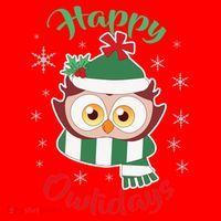 Owl Christmas Happy Owlidays Santa Hat thumb 1