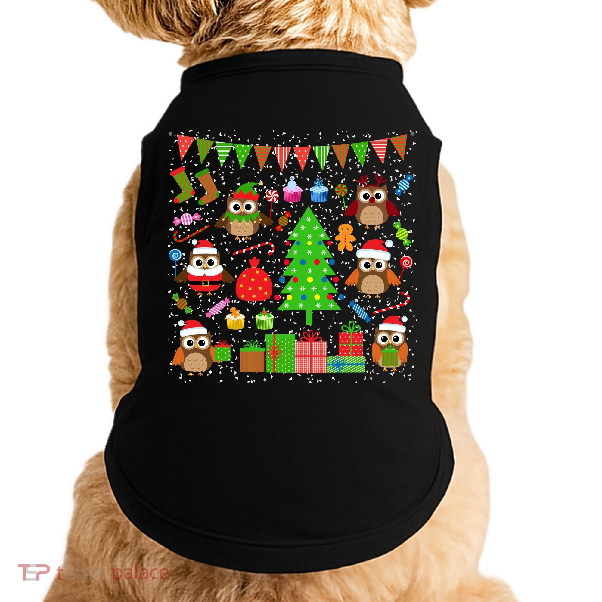 Owl Christmas Party Mashup Doggie Tank