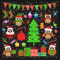 Owl Christmas Party Mashup Doggie Tank thumb 4