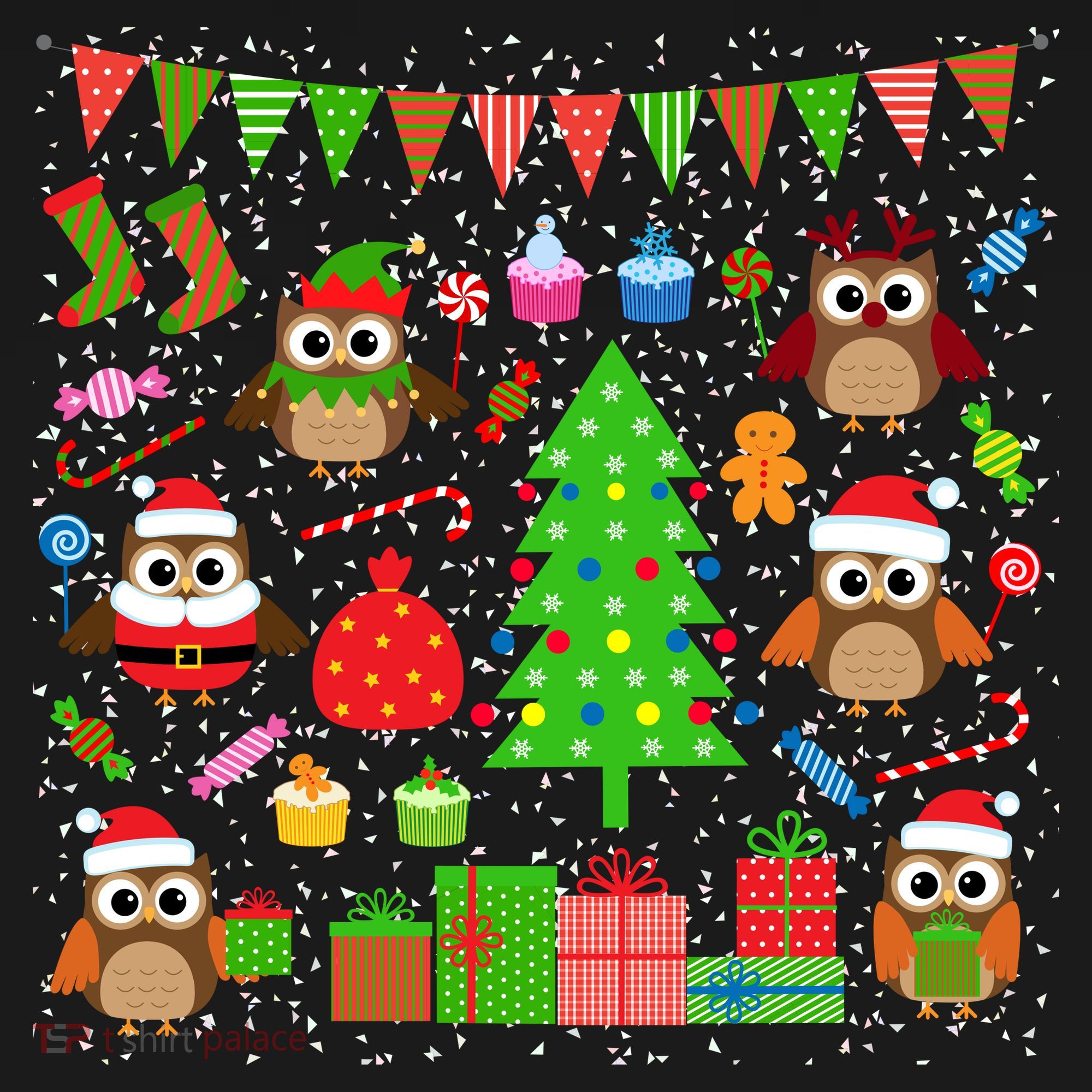 Owl Christmas Party Mashup Doggie Tank